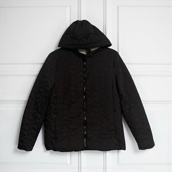 Disney Parks Jacket Womens Small Black Sherpa Lined Mickey Mouse Hooded Puffer - Picture 3 of 8